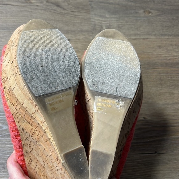 Rue 21 Coral Orange Platform Wedge Heels, size 8/9 - Picture 10 of 11